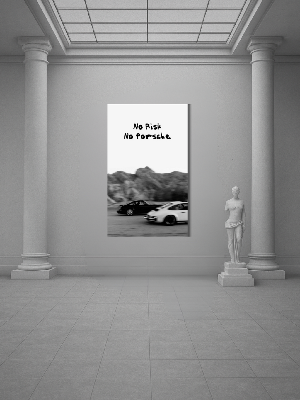 No Risk, No Porsche – Motivational Car Canvas