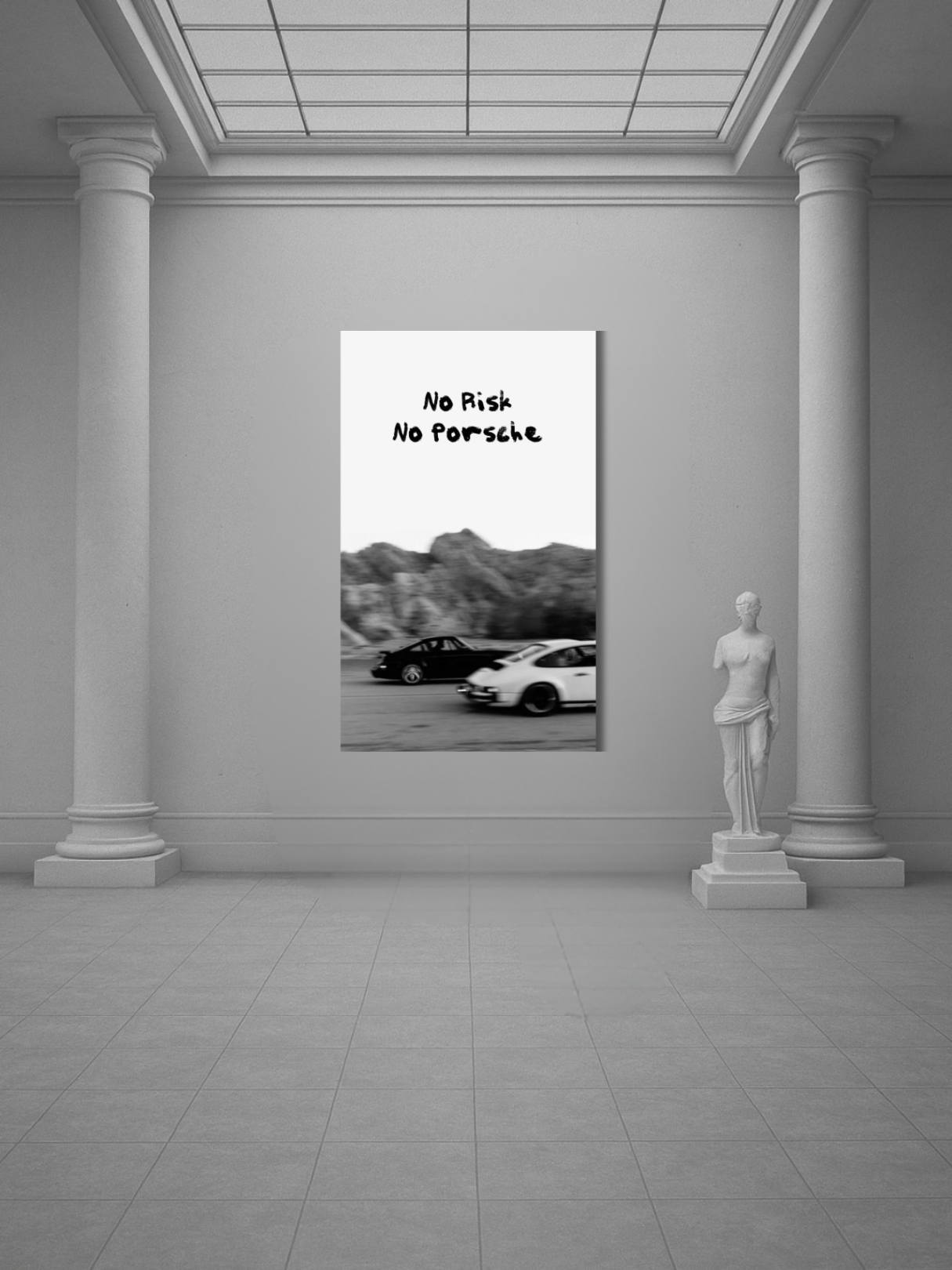 No Risk, No Porsche – Motivational Car Canvas